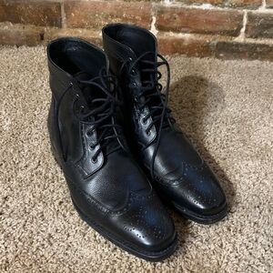 THURSDAY BOOTS Wingtip Black Leather Sz 9 Mens Lace Up Casual Dress Boots
